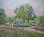 Духинова Е.И. Дети на лужайке в парке.  