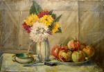 Гусева М. Натюрморт с цветами и яблоками