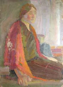 Тейс Е. Портрет женщины в красной шали.  - Антиквар на диване. Интернет-магазин антиквариата.
