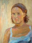 Тейс Е. Портрет девушки в голубом сарафане.  
