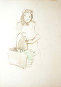 Ваулина О.П. Женщина с корзиной.   - Антиквар на диване. Интернет-магазин антиквариата.