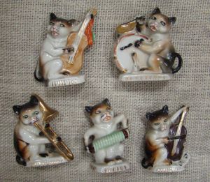 Набор "Кошки - оркестр" (5шт.),номерные (№9332,9333,9336) - Антиквар на диване. Интернет-магазин антиквариата.